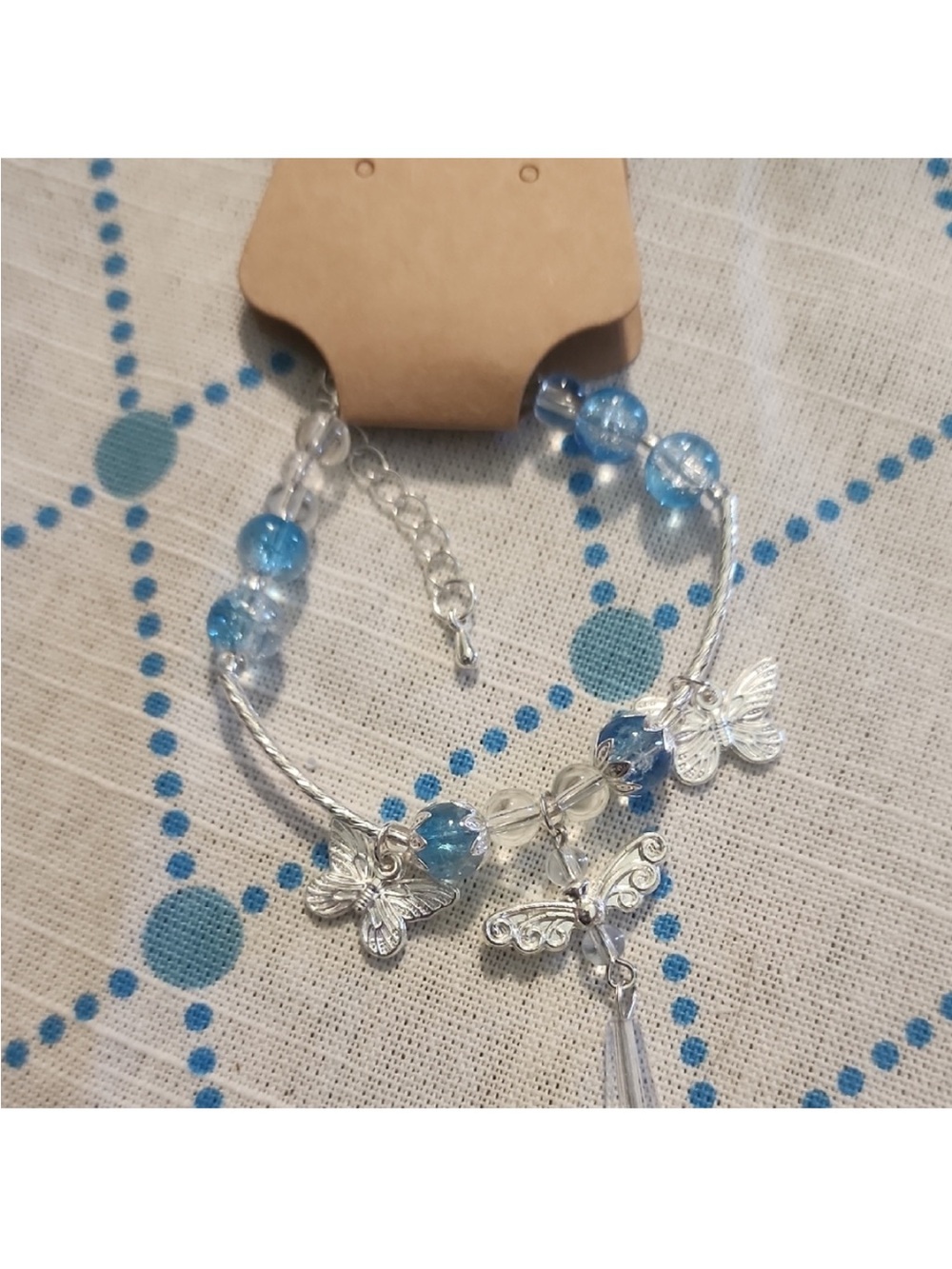 Charming Silver and Blue Butterfly Bracelet